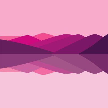 Dağ manzarası ve nehir vektör renkli çizimi