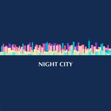 Gece şehir manzarası panorama vektör rengi çizim