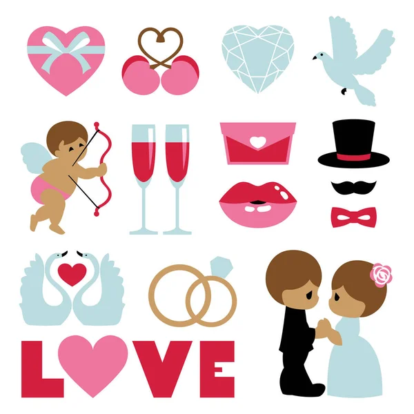 Векторная иллюстрация счастливой свадьбы и Дней Святого Валентина — стоковый вектор