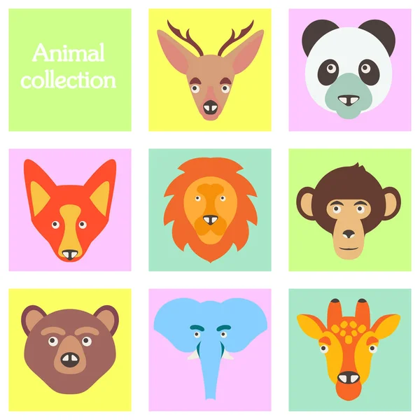 Illustration vectorielle de jeu d'icônes animaux drôles — Image vectorielle