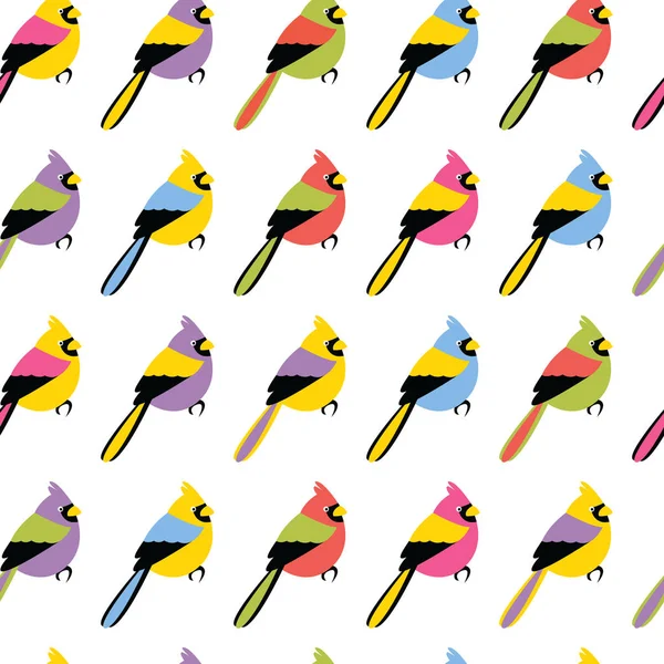 Vector seamless pattern with color birds — Stock Vector