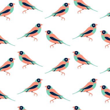 Vektör Dikişsiz desen renk kuşlar ile