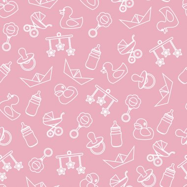 Vektör seamless modeli bebek renkli simgeler ve semboller