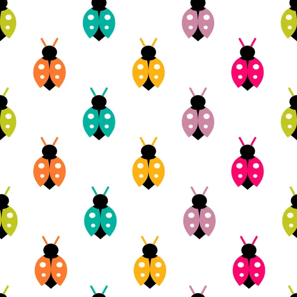 Modèle sans couture vectoriel avec coccinelle de couleur — Image vectorielle