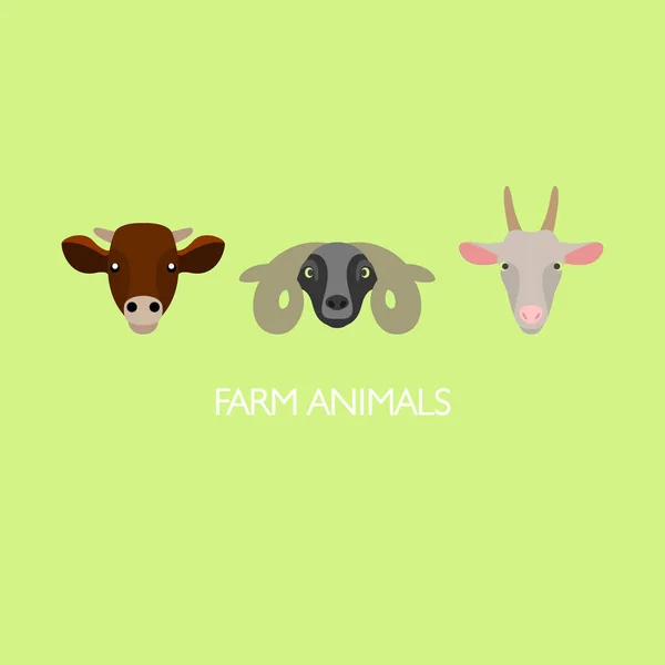 Vector illustration of farm animals with sample text — Stock Vector