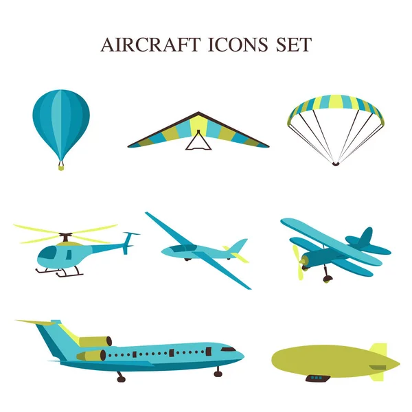Ilustración vectorial del conjunto de siluetas de aviones — Vector de stock