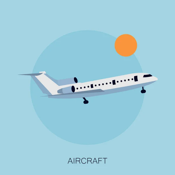 Vektoros illusztráció, színes repülőgép az égen — Stock Vector