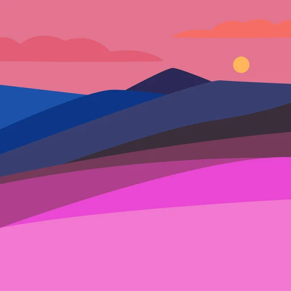 Векторная иллюстрация цветного ландшафта с горными вершинами — стоковый вектор