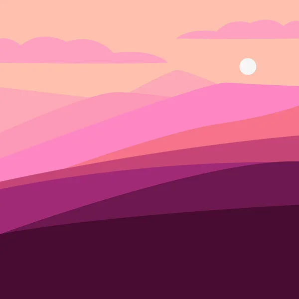 Ilustración vectorial del paisaje a color con picos de montaña — Vector de stock