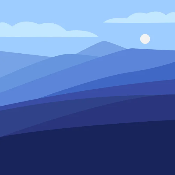 Ilustración vectorial del paisaje a color con picos de montaña — Vector de stock