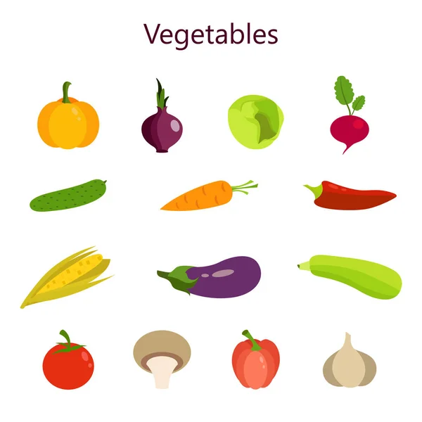 Ilustração vetorial de jogo a cores de verduras — Vetor de Stock