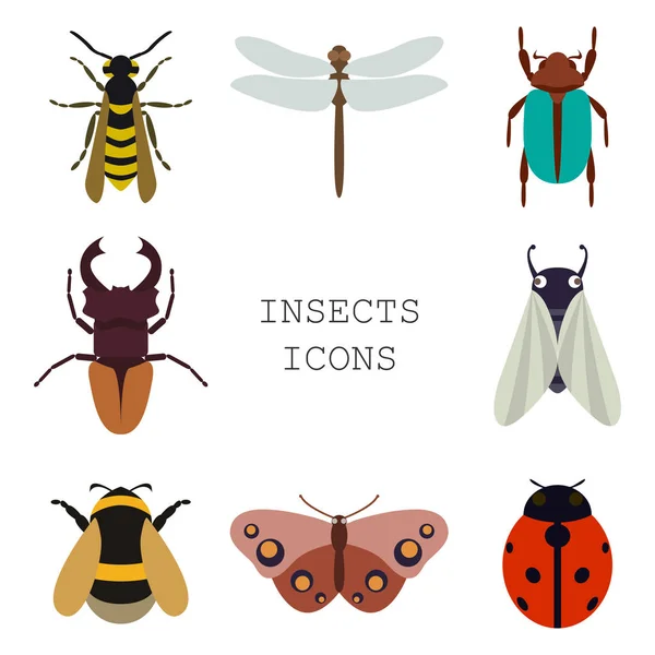昆虫のアイコンの色を設定のベクトル イラスト — ストックベクタ