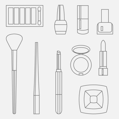 Vektör düz güzellik fashoin Dekoratif kozmetik set