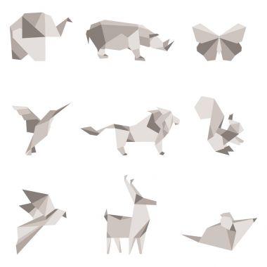 Renk origami hayvan vektör çizim