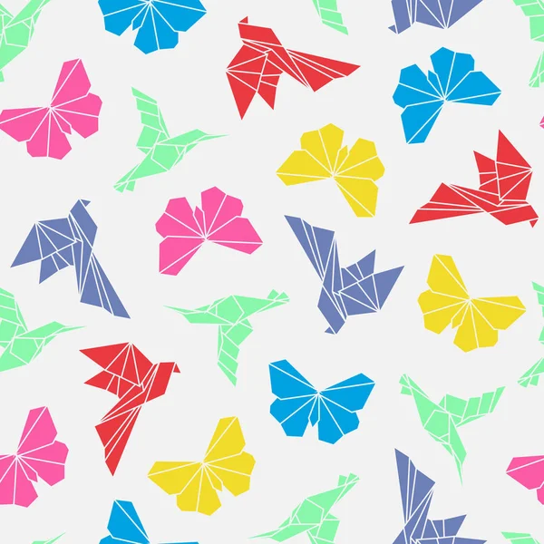折り紙の鳥のシームレス パターンのベクトル イラスト — ストックベクタ