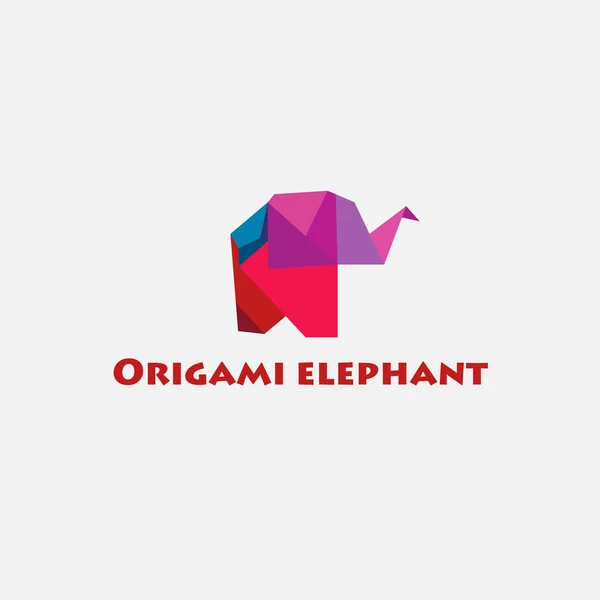 Ilustración a color vectorial del elefante en origami — Vector de stock