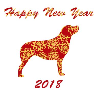 Yeni yıl 2018 of köpek vektör çizim