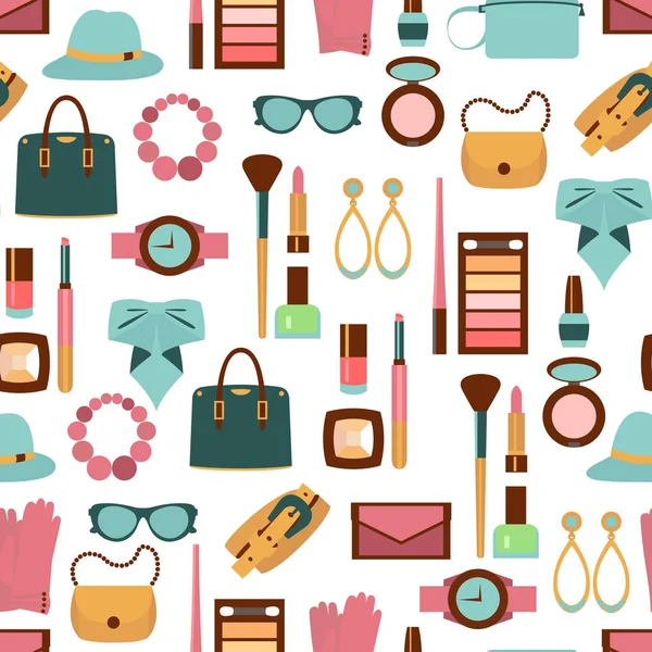 Vektör Dikişsiz desen kadın Aksesuar ve kozmetik