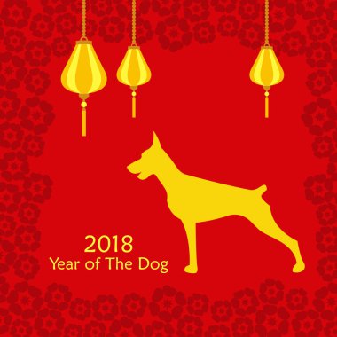 Çince mutlu yeni yıl 2018-in köpek vektör çizim