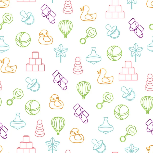 Bebek oyuncak Dikişsiz desen beyaz arka plan üzerinde