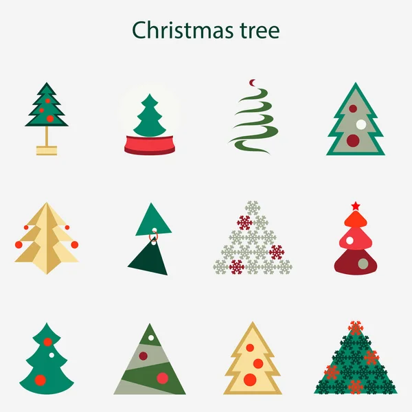 Illustration vectorielle de différents arbres de Noël — Image vectorielle