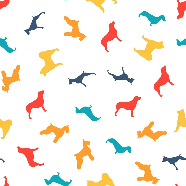 Modèle sans couture vectoriel de chiens de couleur — Image vectorielle