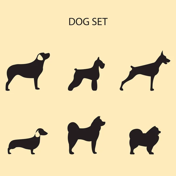 Ilustración vectorial del conjunto de razas de perros — Vector de stock