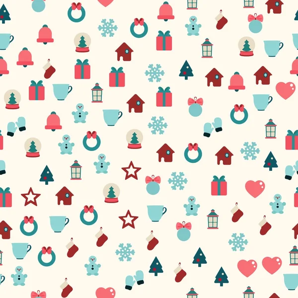 Vector seamless pattern of christmas decoration — Stock Vector