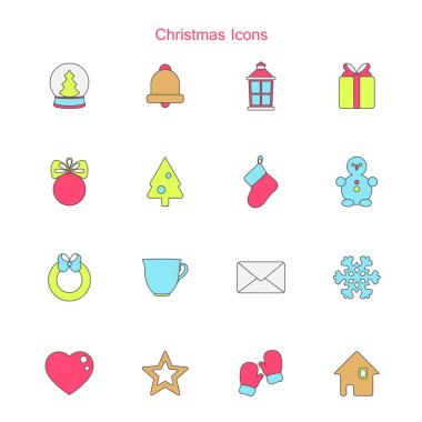 vektör çizim Noel simgelerin ayarlamak