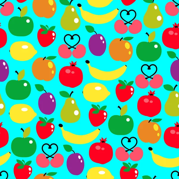 色の果物のシームレスなパターン ベクトル — ストックベクタ