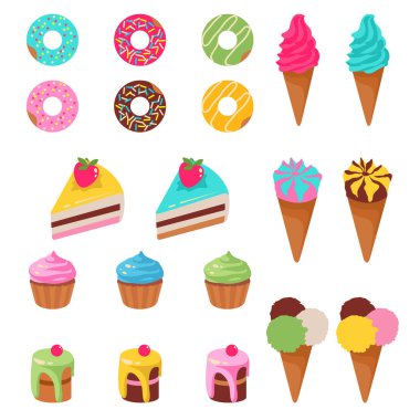 Beyaz arka plan üzerinde izole tatlılar tatlı vektör çizim