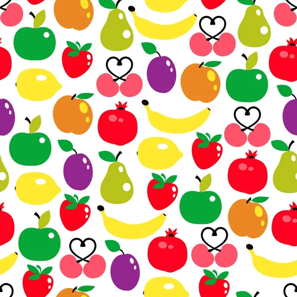 Векторный бесшовный рисунок цветных фруктов — стоковый вектор