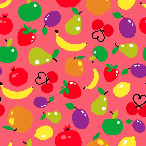 Modèle sans couture vectoriel de fruits de couleur — Image vectorielle