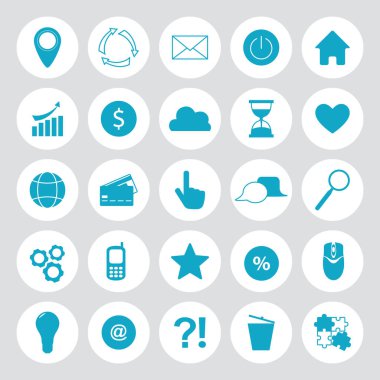 Internet düz simgeler gri arka plan üzerinde izole web sitesi tasarımı için