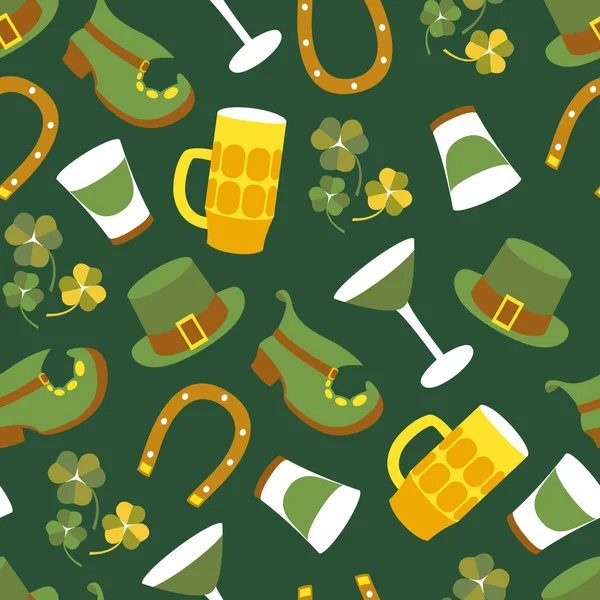 St Patricks Günü vektör tasarım öğeleri Dikişsiz desen — Stok Vektör