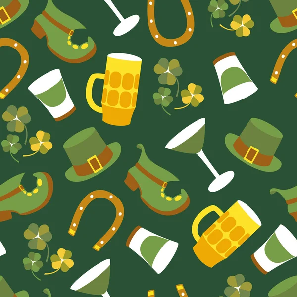 St Patricks Vektor Hari desain elemen pola mulus - Stok Vektor