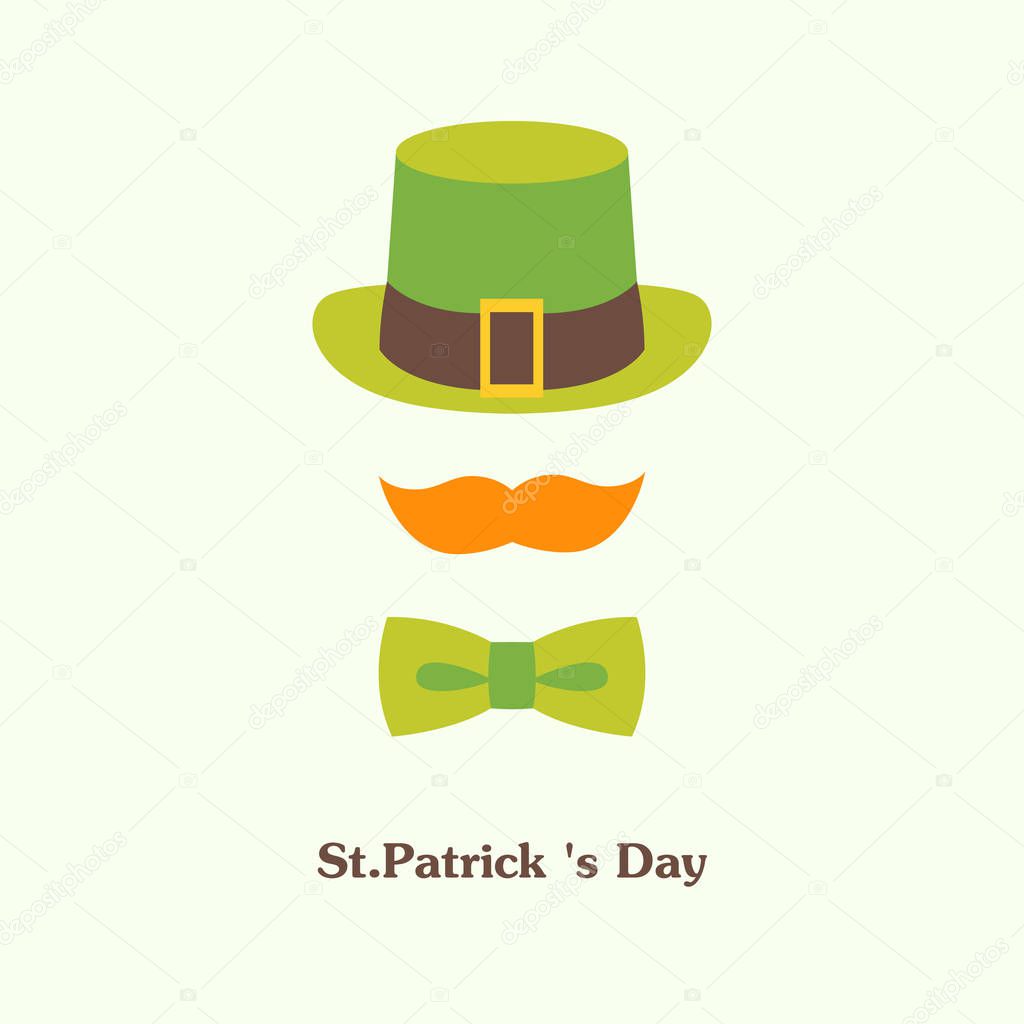 Vector flat illustration icon on Saint Patricks Day leprechaun with green hat