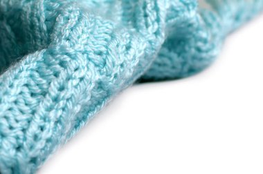 İş - mavi iplik dikiş - makro örgü bir parça