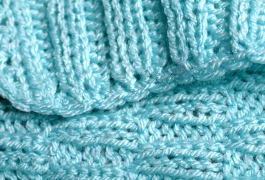 İş - mavi iplik dikiş - makro örgü bir parça