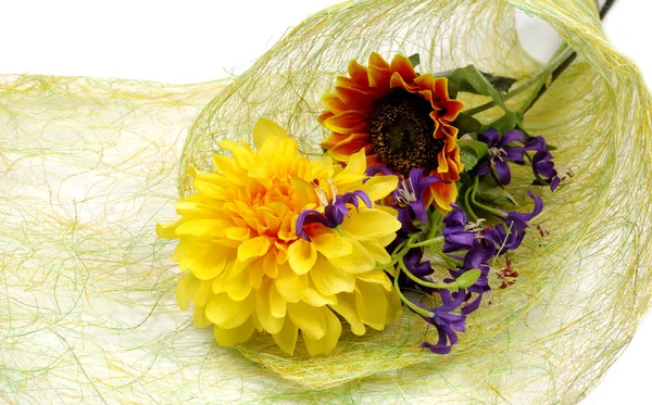 Creazione di bouquet di fiori artificiali - floristica e decorazione Fotografia Stock