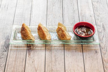 Soyalı Çin usulü gyoza fotoğrafı.