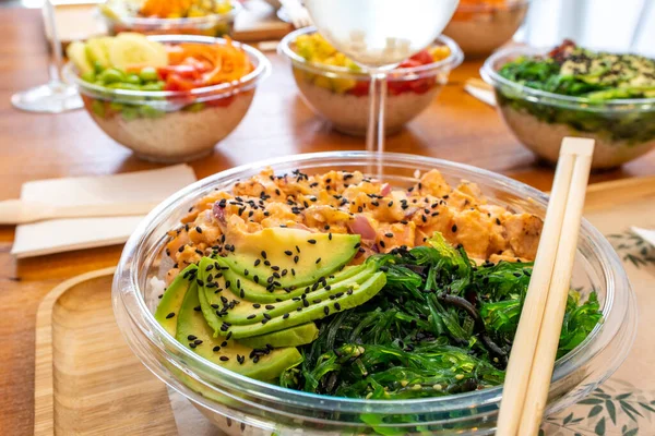 Poke Bowl Con Salmón — Foto de Stock