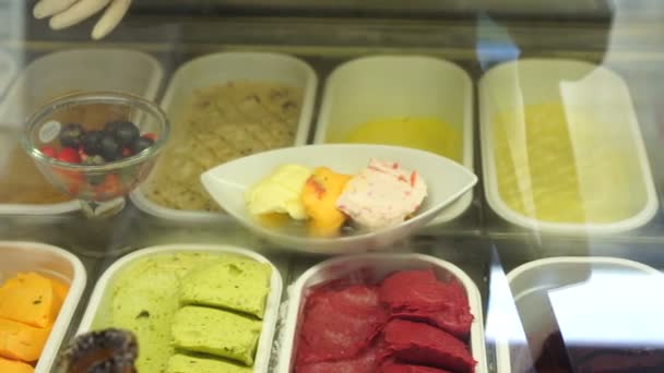 Lahodné zmrzliny různých chutí — Stock video