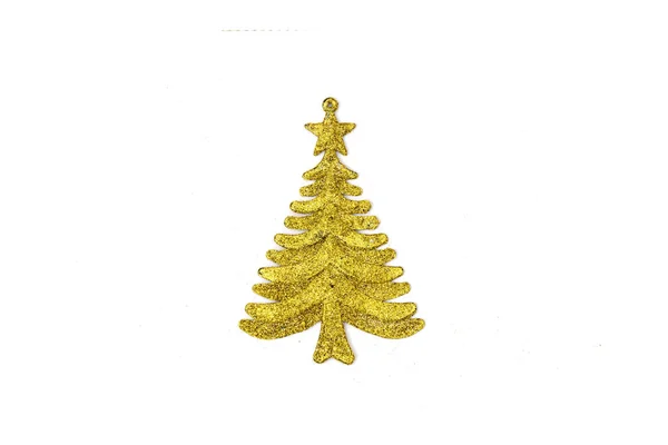 Golden Christmas trees on white background. — Stok fotoğraf