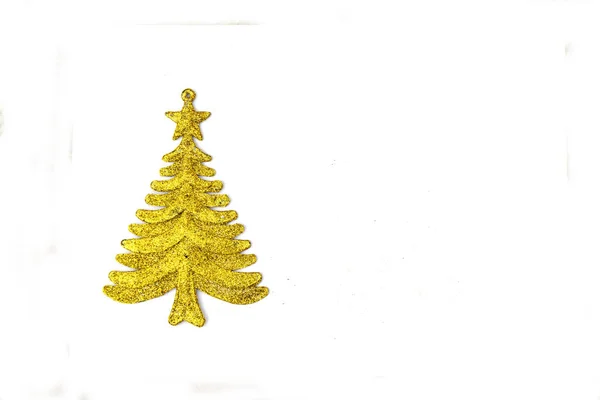 Golden Christmas trees on white background. — Stok fotoğraf