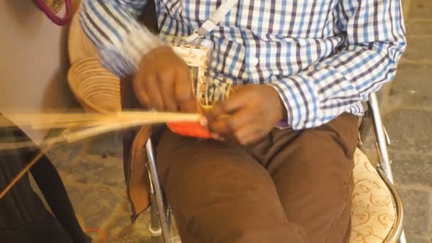 Male Master Prepares Straw Products Traditional Handmade Products — Stock Video