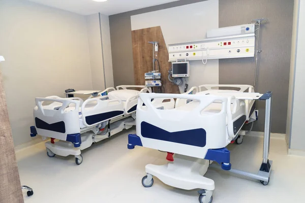 Chambre Hôpital Avec Lits Confort Médical Équipé Dans Hôpital Moderne — Photo