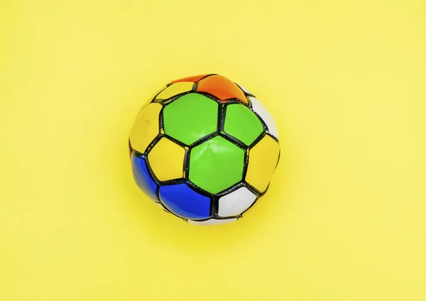 Brinquedo Bola Futebol Fundo Cor Amarela — Fotografia de Stock