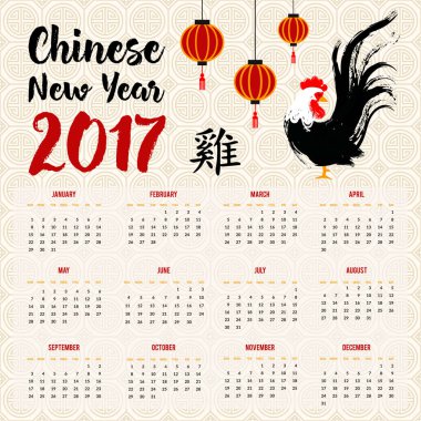 Dikey afiş kümesi 2017 ile Çin yeni yılı öğeleri.