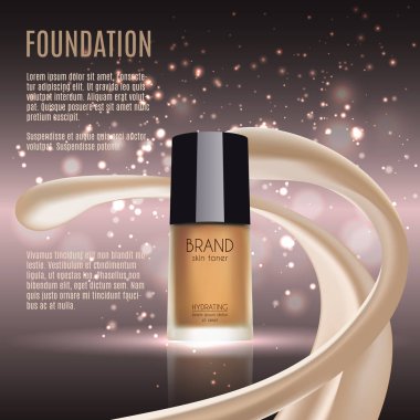 Göz alıcı Vakfı reklamlar, cam şişe Vakfı ve köpüklü efektleri, tasarım, 3d çizim için zarif reklamlar ile